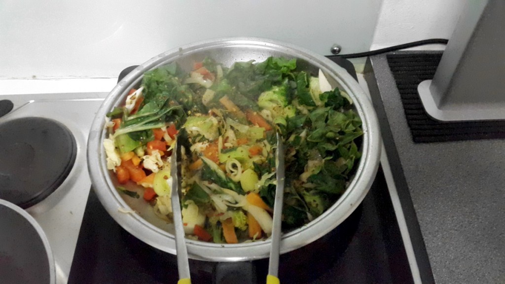 Mixed vegetables chopped to sauté in a pan